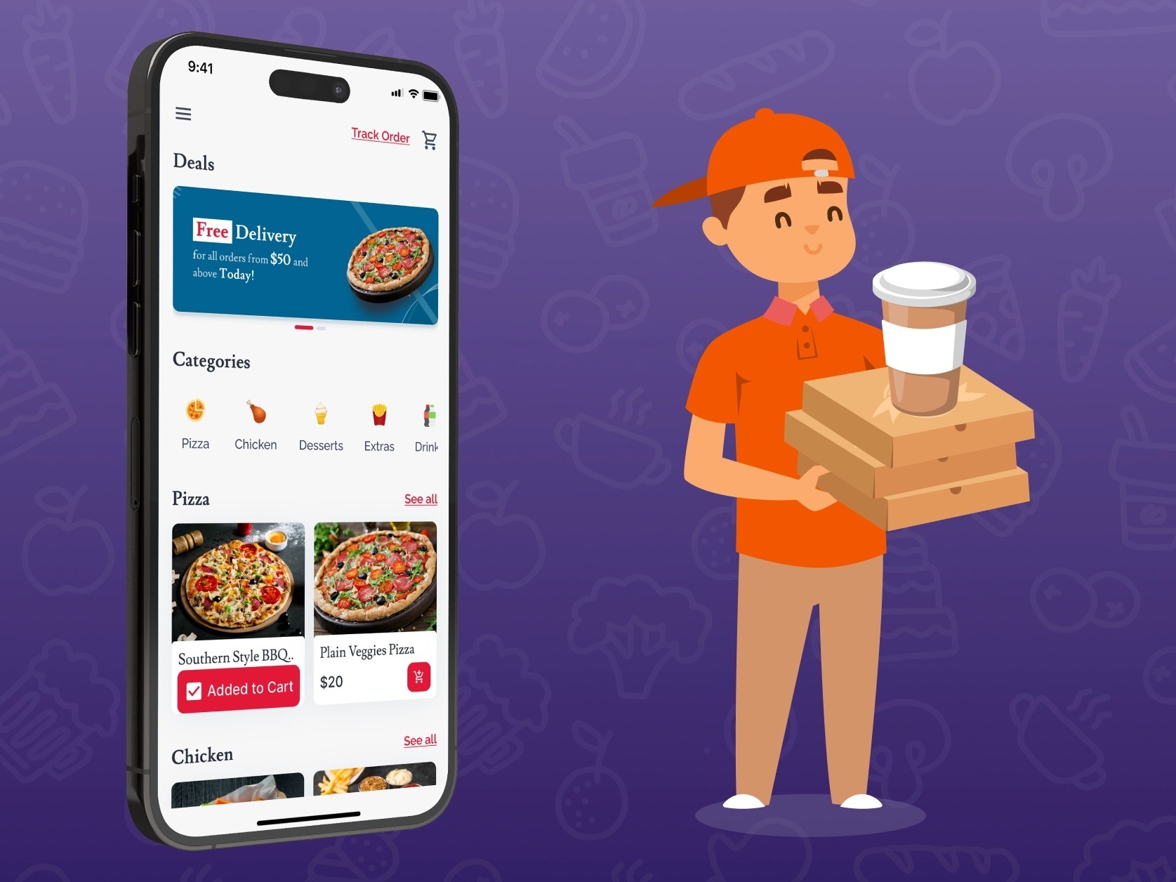 Interface do aplicativo de delivery