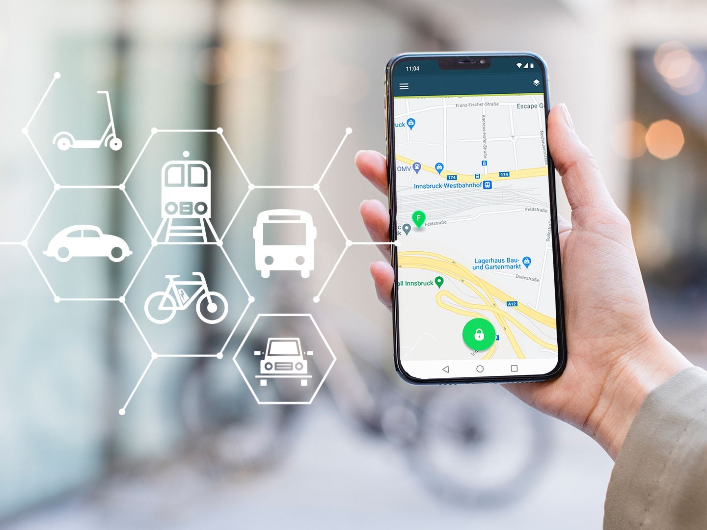 Interface do aplicativo de mobilidade